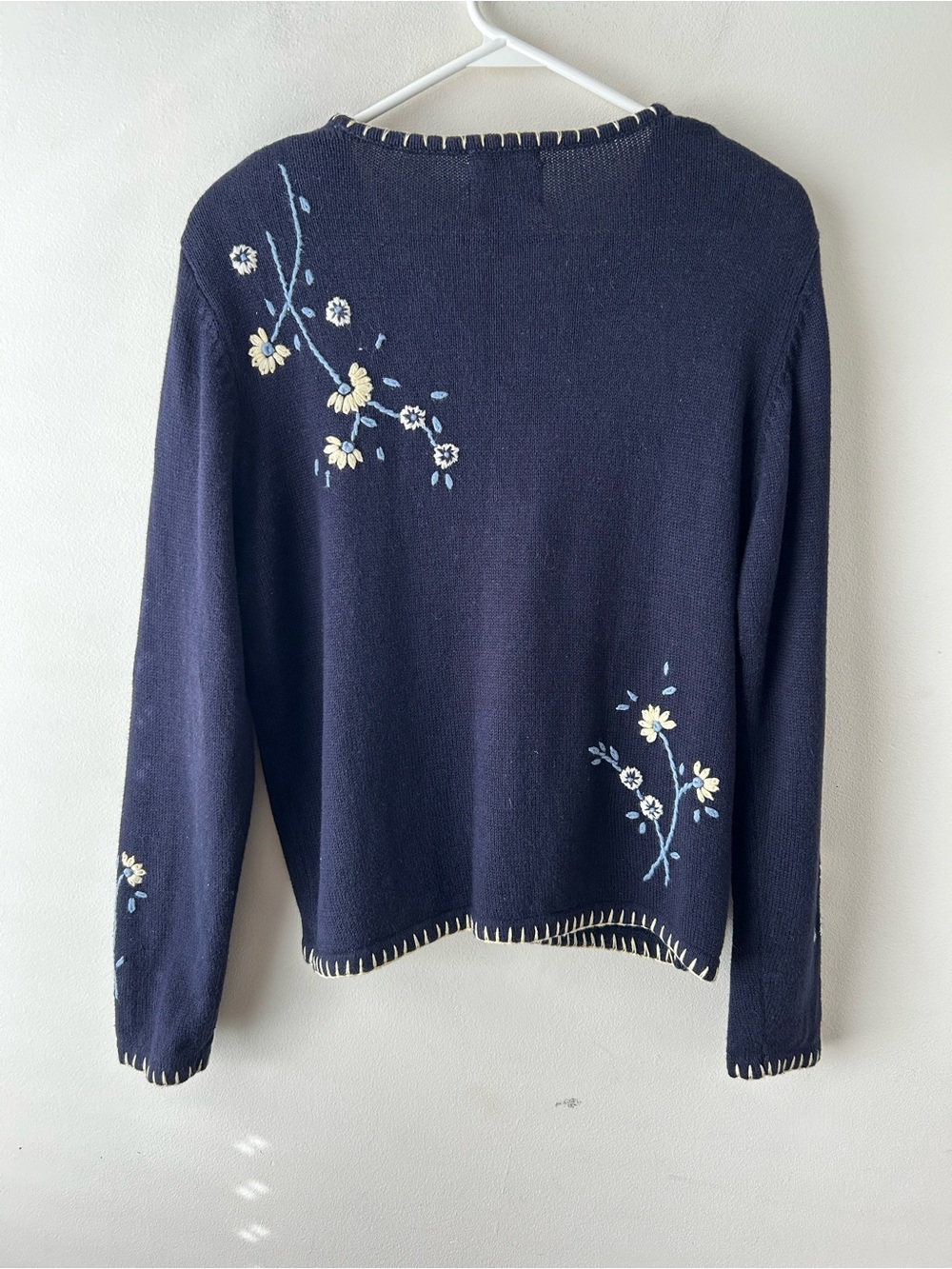 Vintage Cottagecore Grannycore Hand Embroidered Floral Cardigan Sweater Medium - Picture 9 of 11